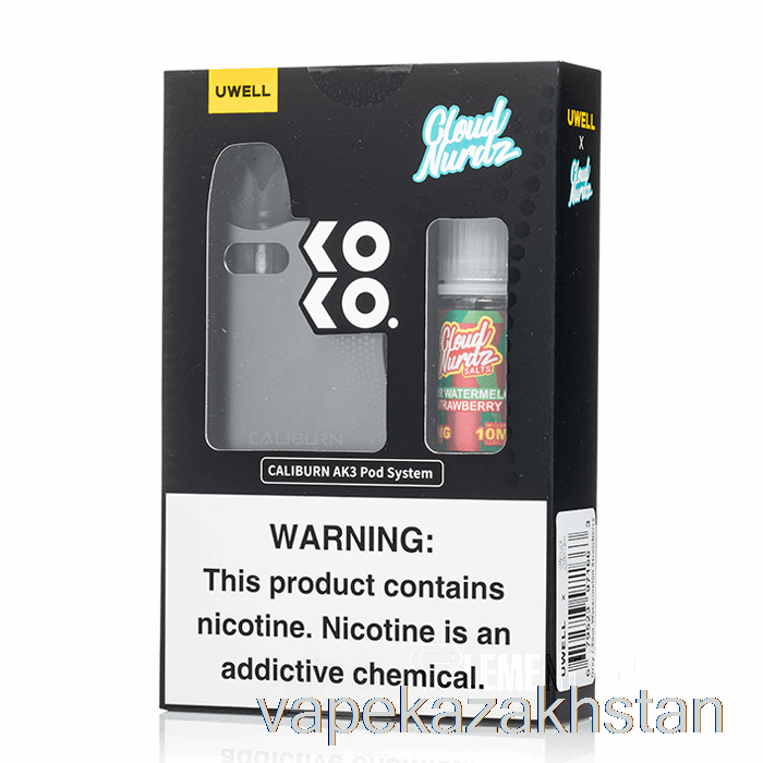 Vape Disposable UWELL x DV Caliburn AK3 Kit + 50mg Nic Salt [GREY] Cloud Nurdz - Sour Watermelon Strawberry